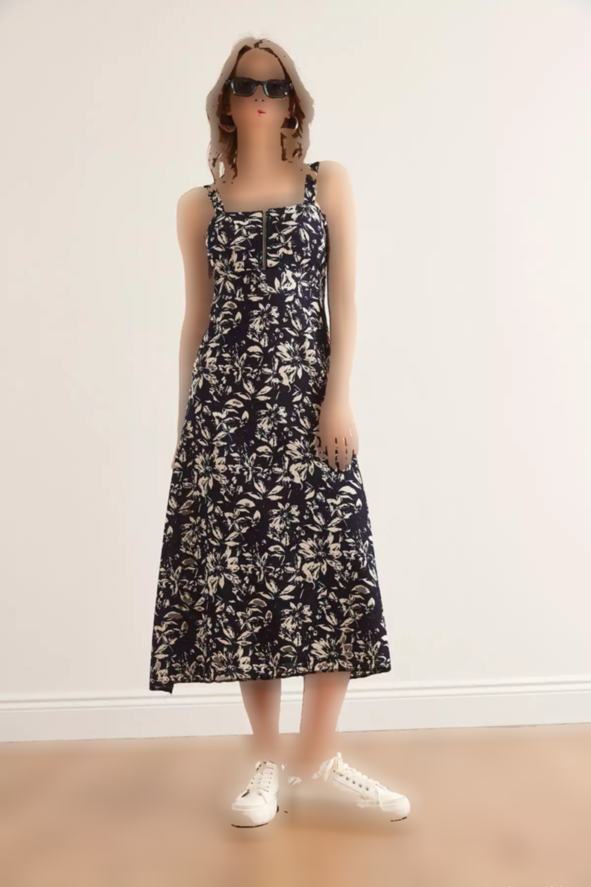 پیراهن شال بافتنی طرحدار سرمه ای زیپدار زنانه برند Olalook کد 1753669926