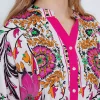 پیراهن کرم ابریشم مصنوعی طرحدار سرخابی زنانه برند Bigdart کد 1753605668