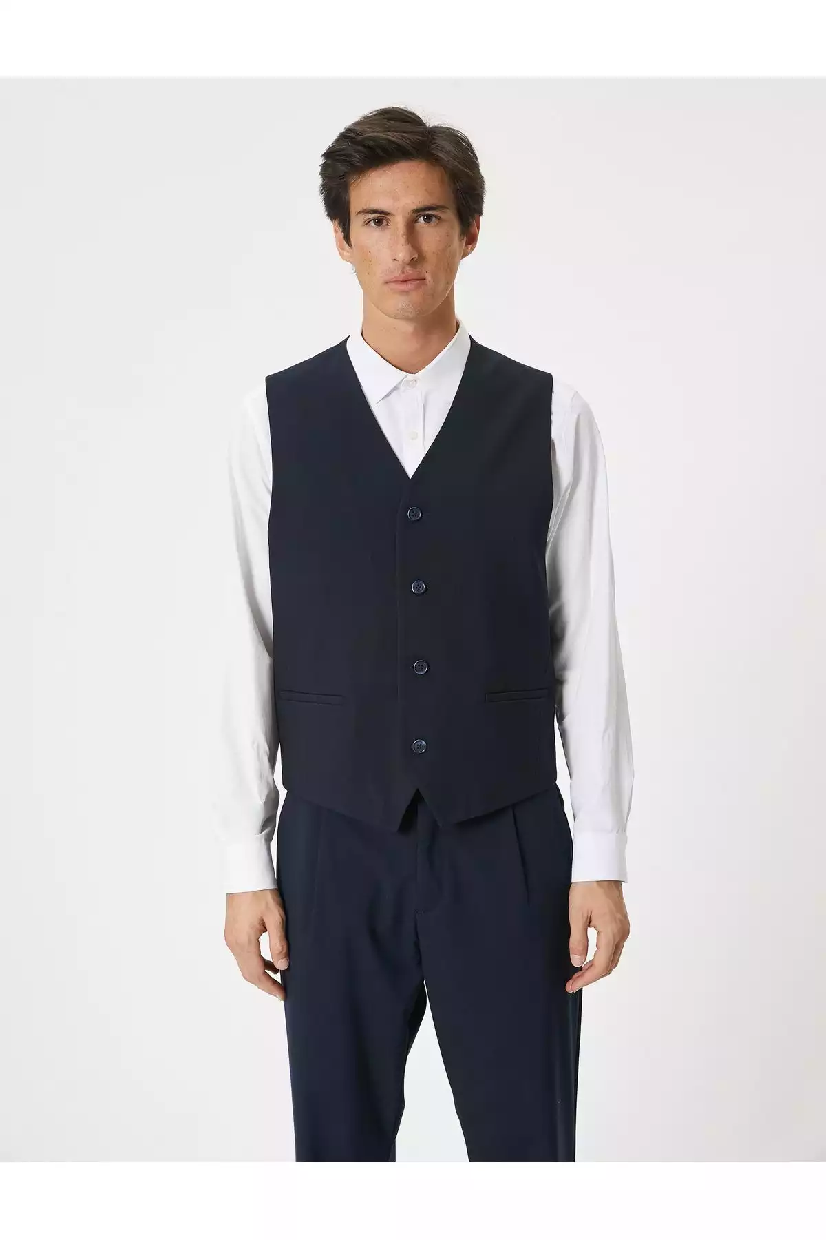 جلیقه دکمهدار پارچه طرحدار جیبدار بدون آستین برند Koton کد 1753305727