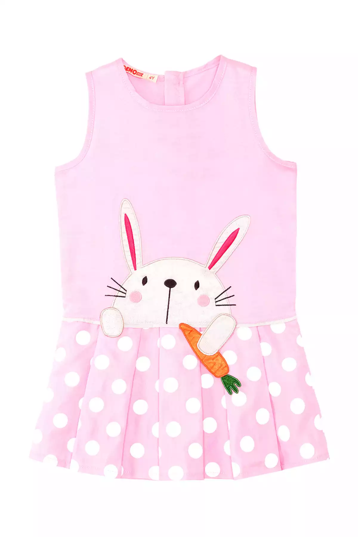 پیراهن خالدار تابستانی بدون آستین صورتی دخترانه برند Denokids کد 1753832522