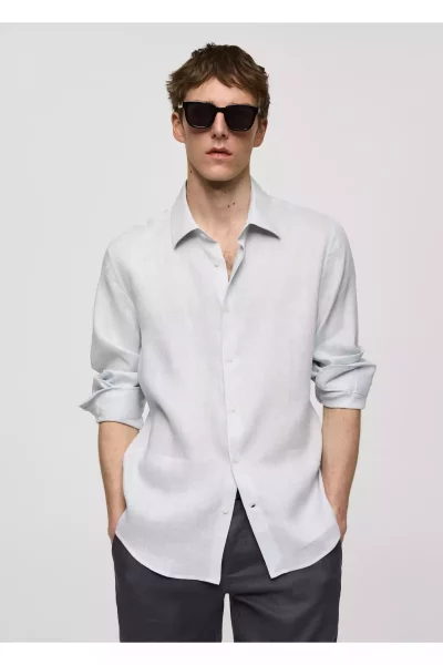 پیراهن آبی آسمانی مردانه برند MANGO کد 1751484500