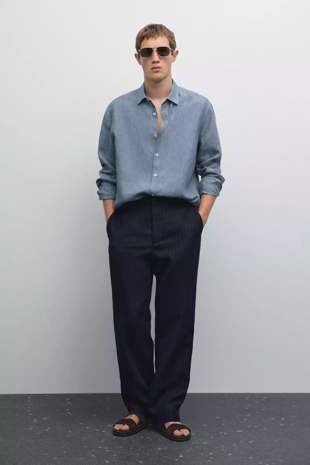 پیراهن متناسب کتان برند Massimo Dutti کد 1751488263