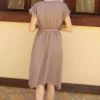 پیراهن کمر کشی گرهدار قهوه ای سموری زنانه برند armonika کد 1753597268