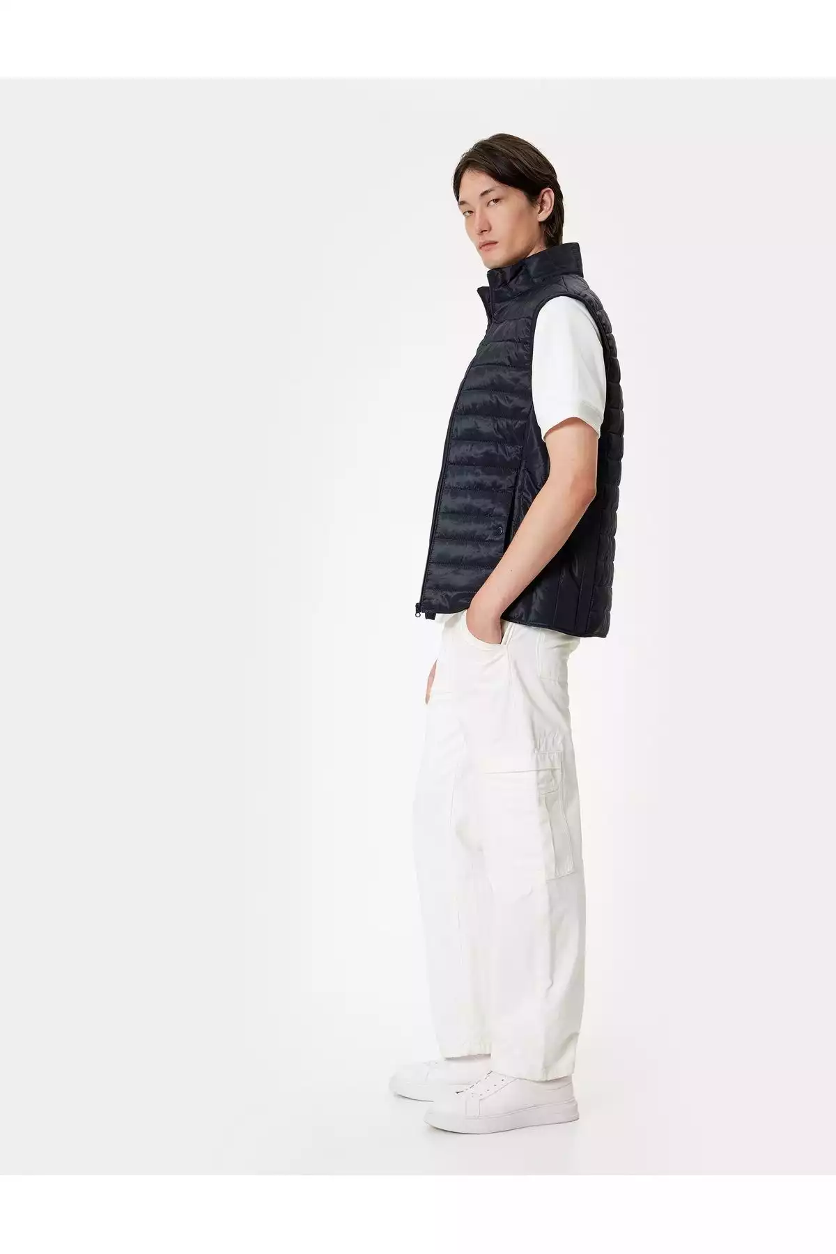 جلیقه اسلیم فیت طرحدار جیبدار یقه ایستاده پفدار برند Koton کد 1753301724