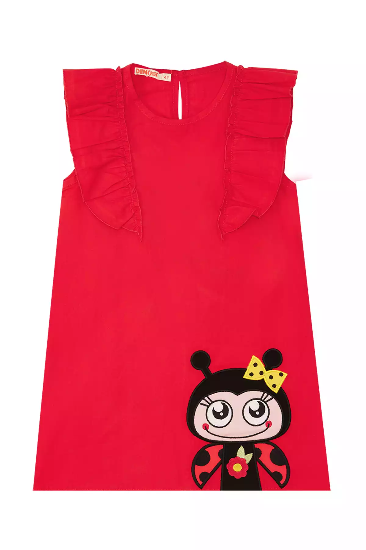 پیراهن تابستانی نوک چیندار قرمز دخترانه برند Denokids کد 1753823529