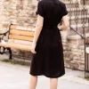 پیراهن کمر آستین کوتاه کمربنددار مشکی زنانه برند armonika کد 1753591869