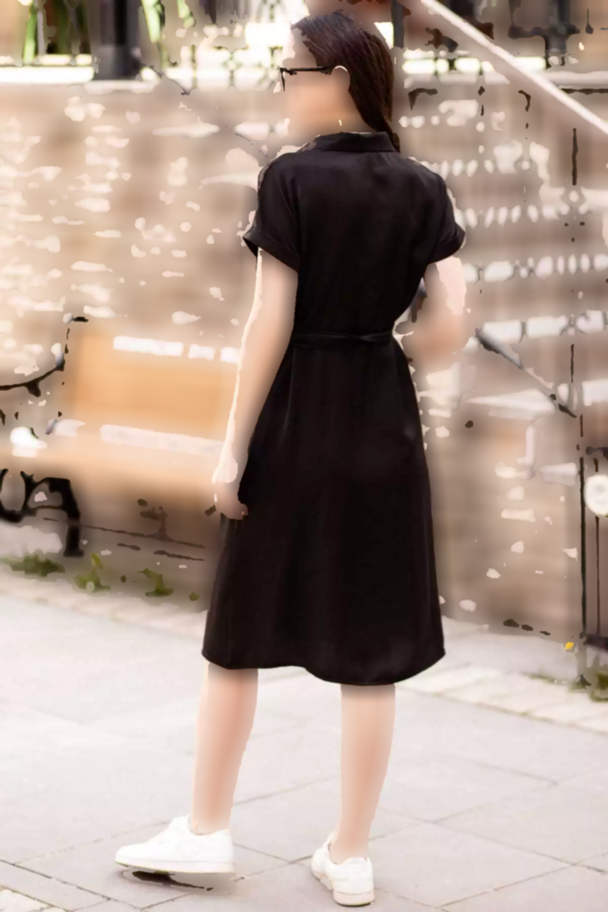 پیراهن کمر آستین کوتاه کمربنددار مشکی زنانه برند armonika کد 1753591869