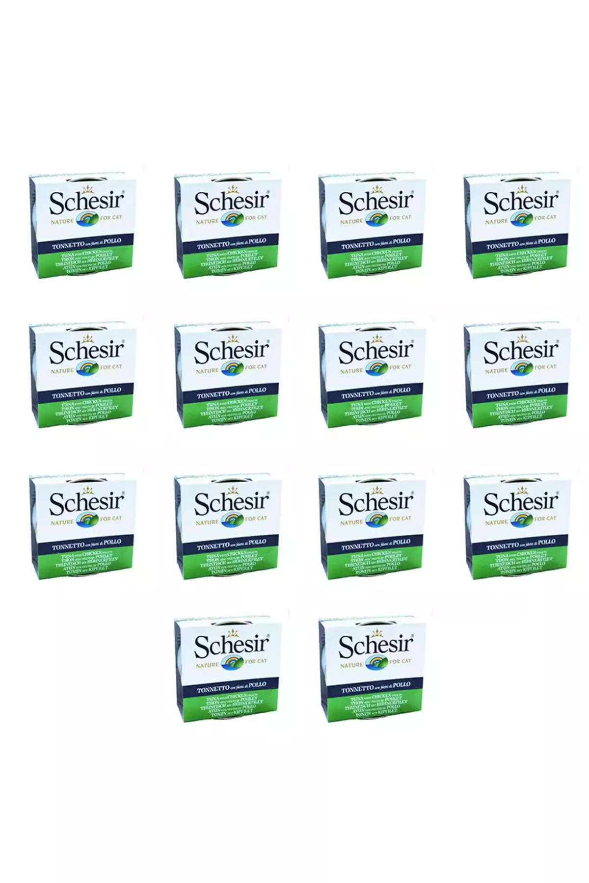 14عدد 850 گربه غذای کنسرو شده با مرغ برند Schesir کد 1753656123