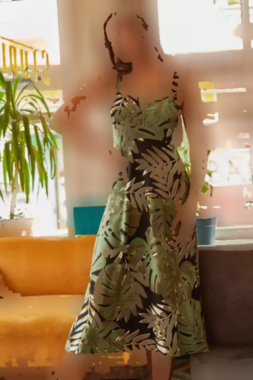 پیراهن طرح‎دار نخل بزرگ سبز زیپدار زنانه برند Olalook کد 1753467672