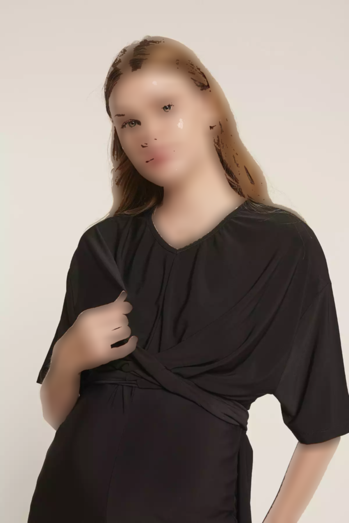 پیراهن یقه هفت بارداری مشکی قابل تنظیم برند Lyn Mama کد 1753850587