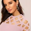 بلوز برش کرپ لیزر طرح آستین کوتاه وارداتی زنانه برند JANES کد 1753558866