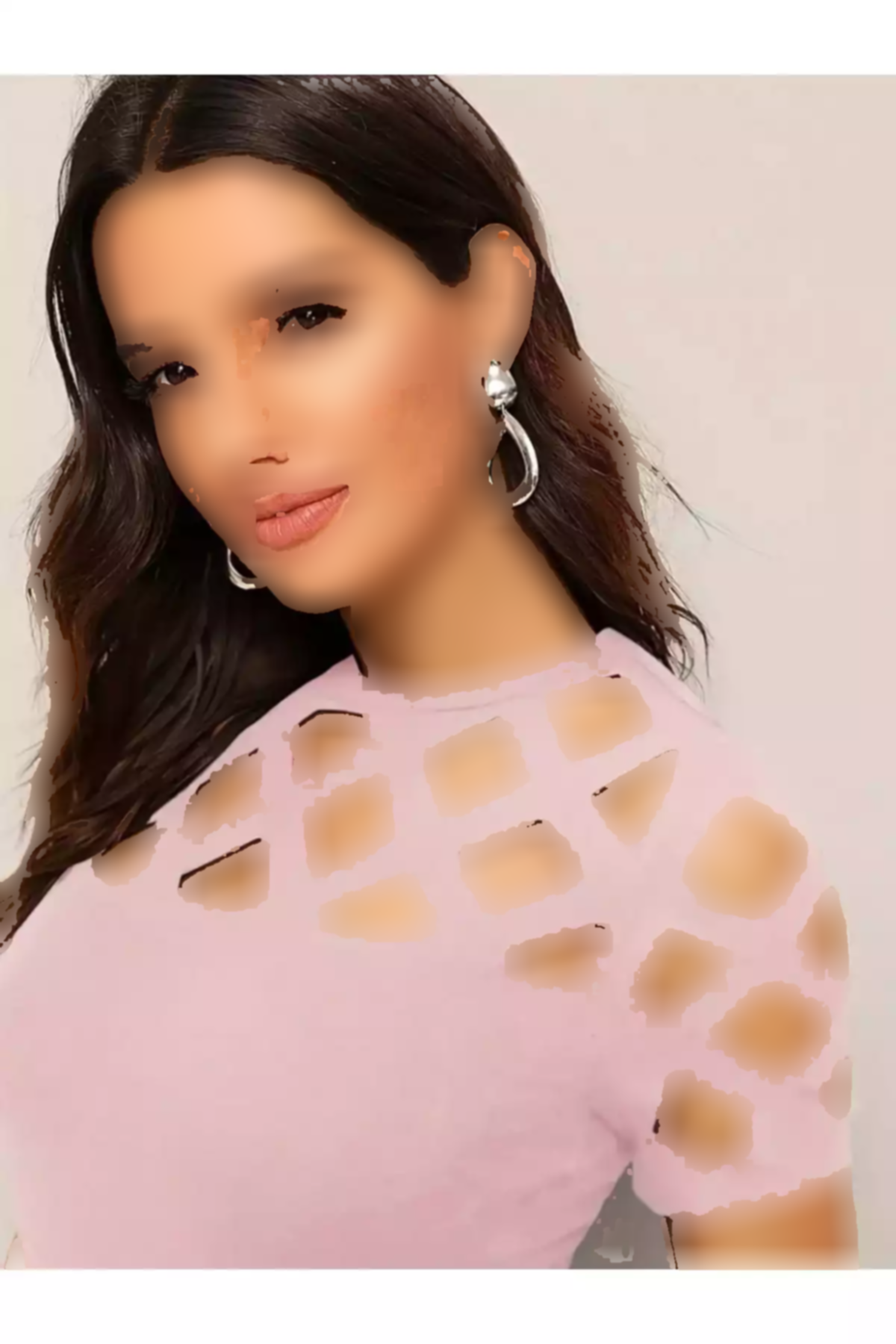 بلوز برش کرپ لیزر طرح آستین کوتاه وارداتی زنانه برند JANES کد 1753558866
