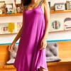 پیراهن نامتفارن ابر و باد بنفش بنددار زنانه برند Olalook کد 1753665674