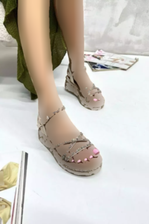 صندل کف کلفت نگین دار بژ زنانه برند inizio کد 1753716671
