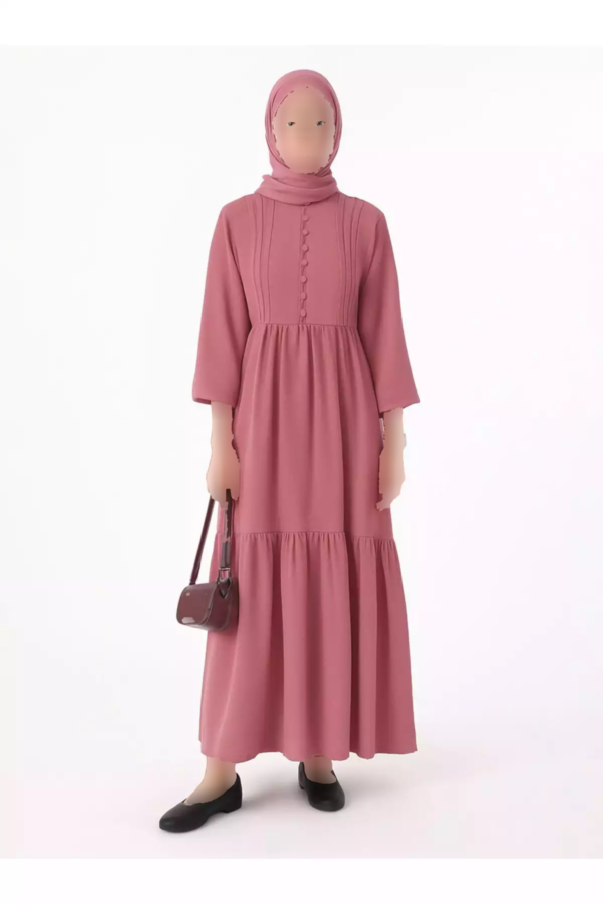 پیراهن دکمهدار طرحدار رنگ گل رز تیره روکش برند Refka کد 1753726866