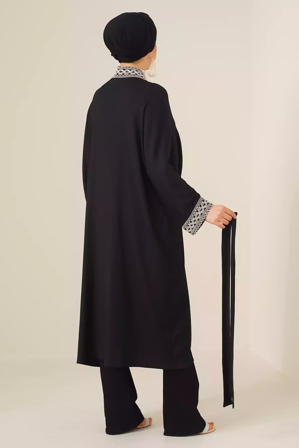کیمونو بافتنی بلند 5865قلاب دوزی شده مشکی برند Bigdart کد 1753597387