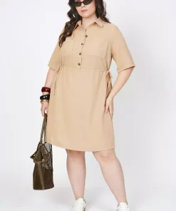 پیراهن کتان بامبو یقه دار برند Büyük Moda کد 1753846924