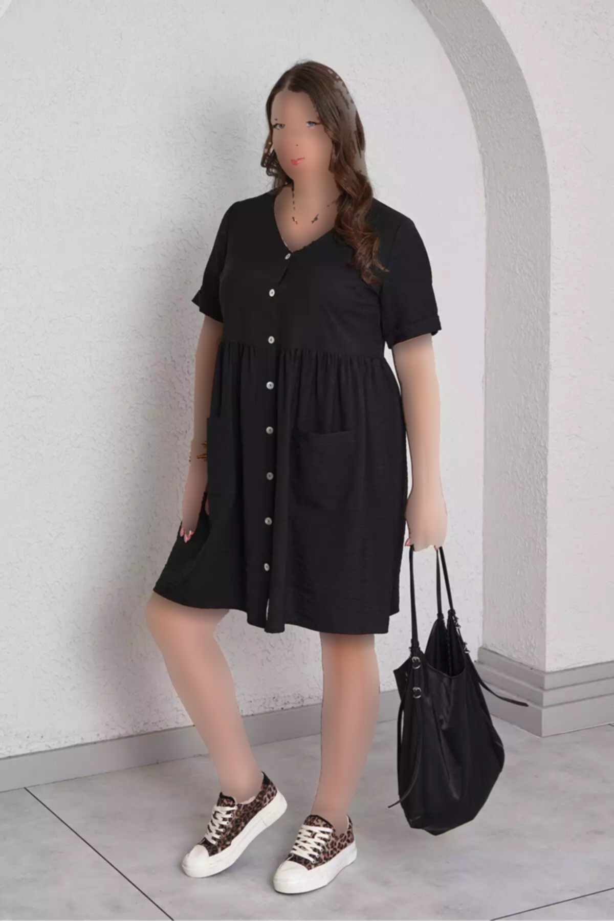 پیراهن یقه هفت کتان بافتنی برند Büyük Moda کد 1753839124