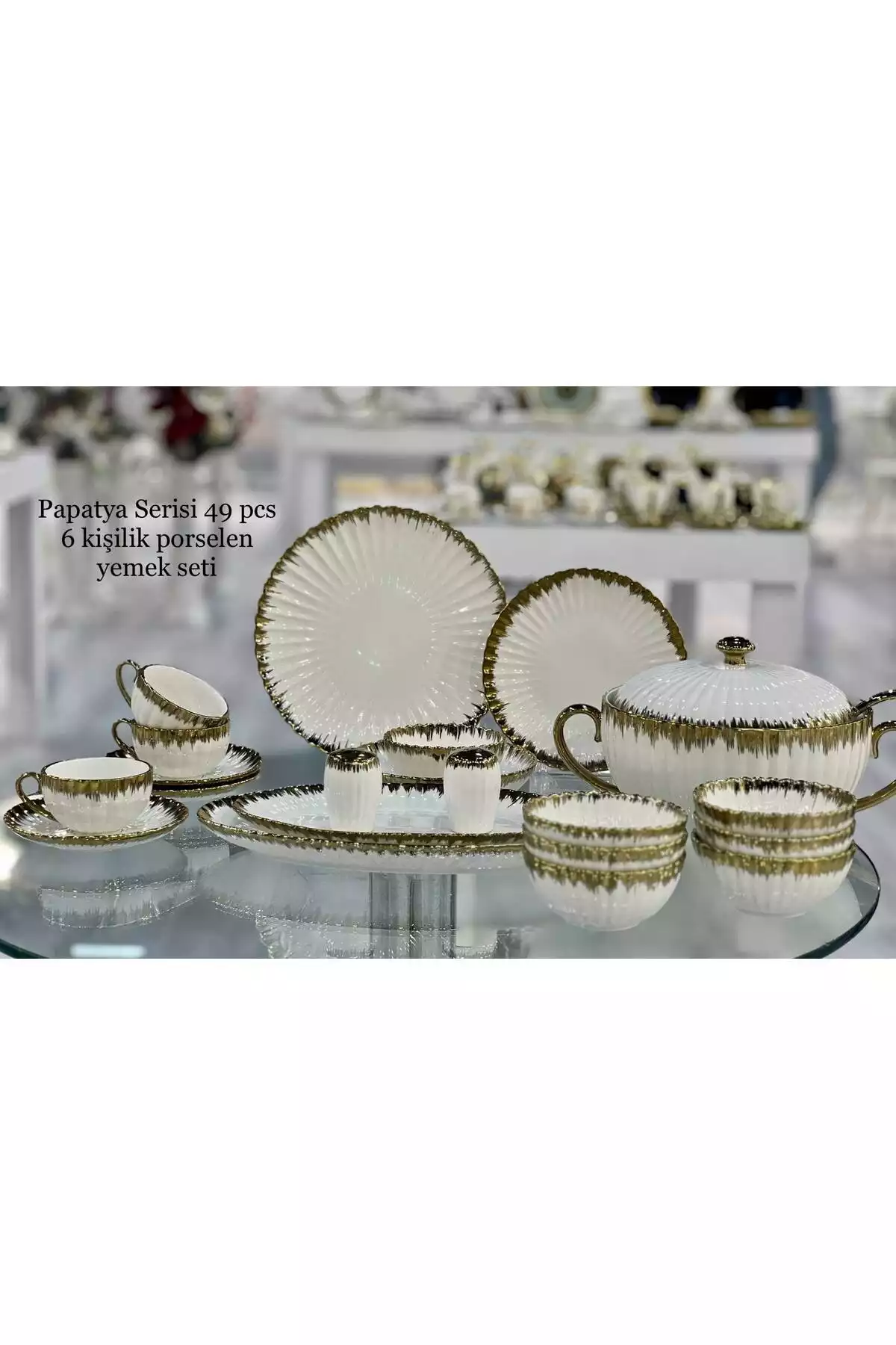 سرویس غذاخوری 6نفره 49تکه papatya طلایی برند decovien کد 1753907533
