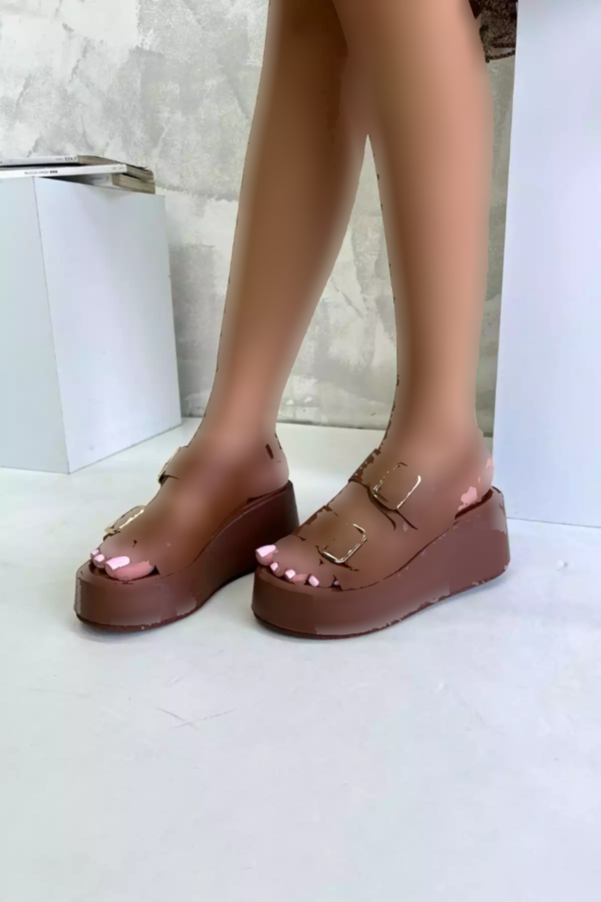 صندل لژدار شتری زنانه برند inizio کد 1753719063