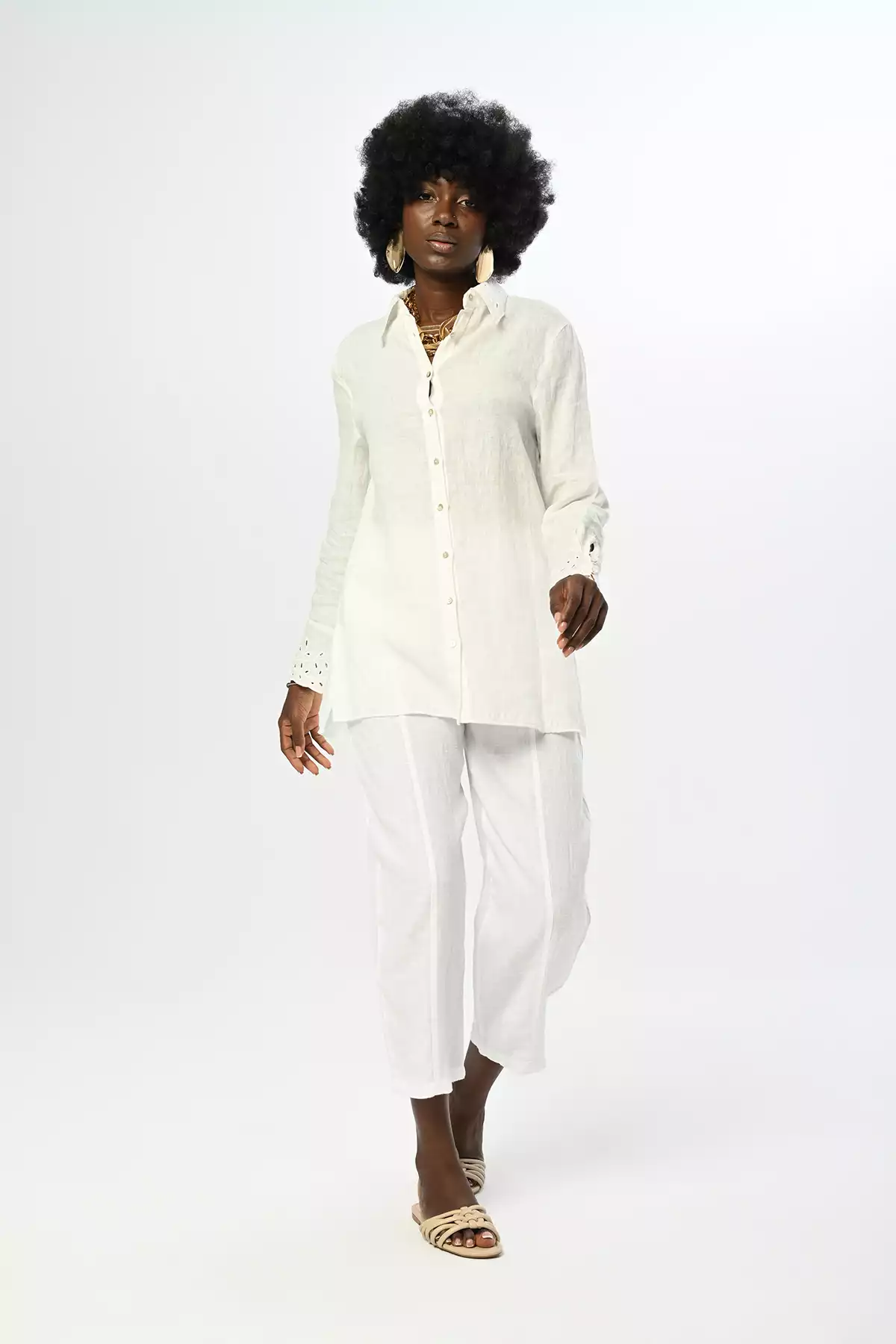 پیراهن ساده آستین رنگ شیری زنانه برند Orfeo Negro کد 1753414394