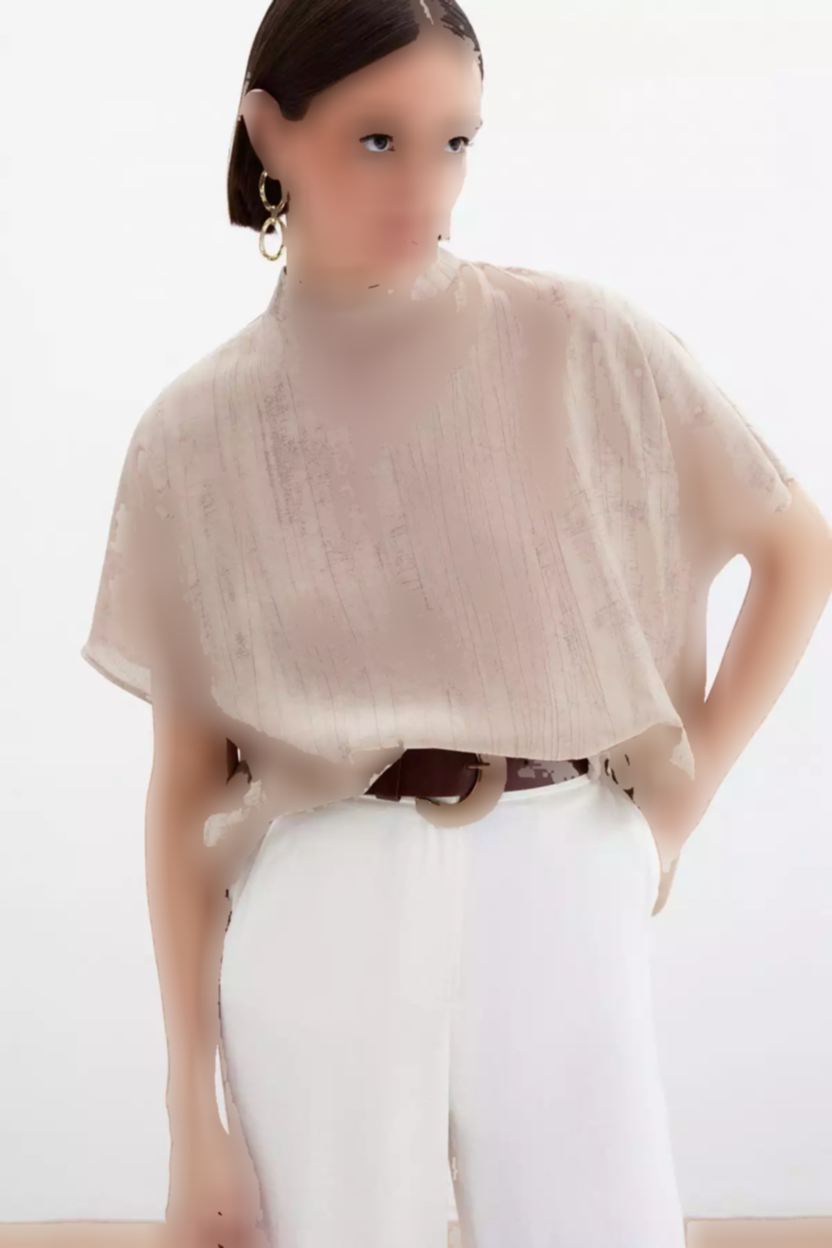 بلوز طرحدار بژ برند Sateen کد 1753368074
