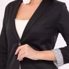 کت تک دکمه راهراه داخل آستین مشکی زنانه برند armonika کد 1753597329