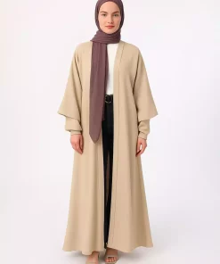 لباس مجلسی پارجه ای بلند طرحدار والان دار بژ رفکا برند Refka کد 1753361770