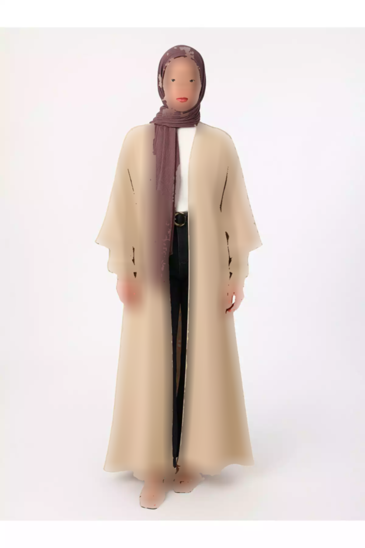 لباس مجلسی پارجه ای بلند طرحدار والان دار بژ رفکا برند Refka کد 1753361770
