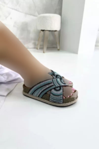 دمپایی نگین دار آبی زنانه مشکی برند inizio کد 1753719070