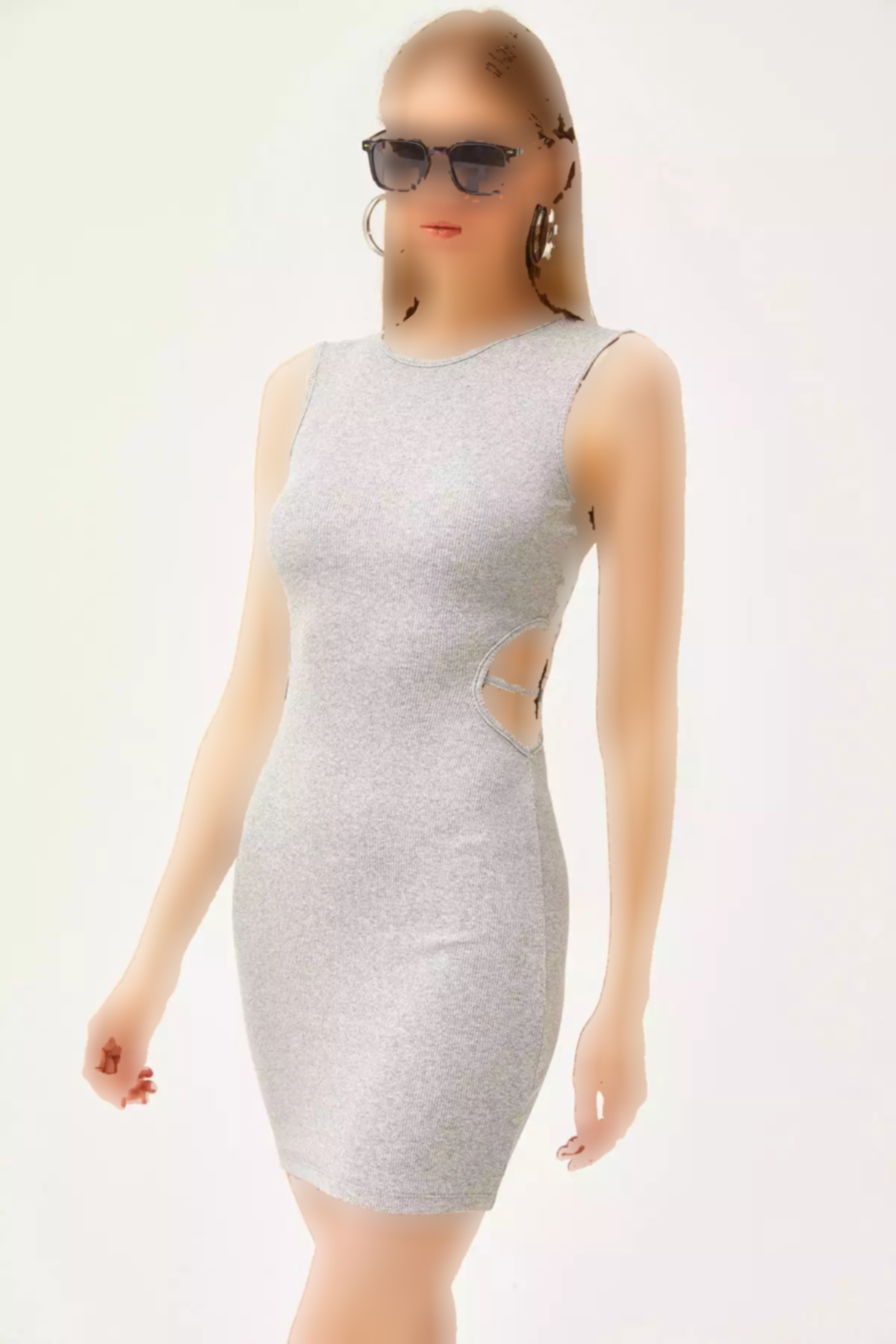 پیراهن کوتاه لایکرا طرحدار طوسی زنانه برند Olalook کد 1753468927