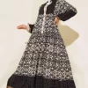 پیراهن کرم ابریشم مصنوعی طرحدار مشکی زنانه برند Bigdart کد 1753597388