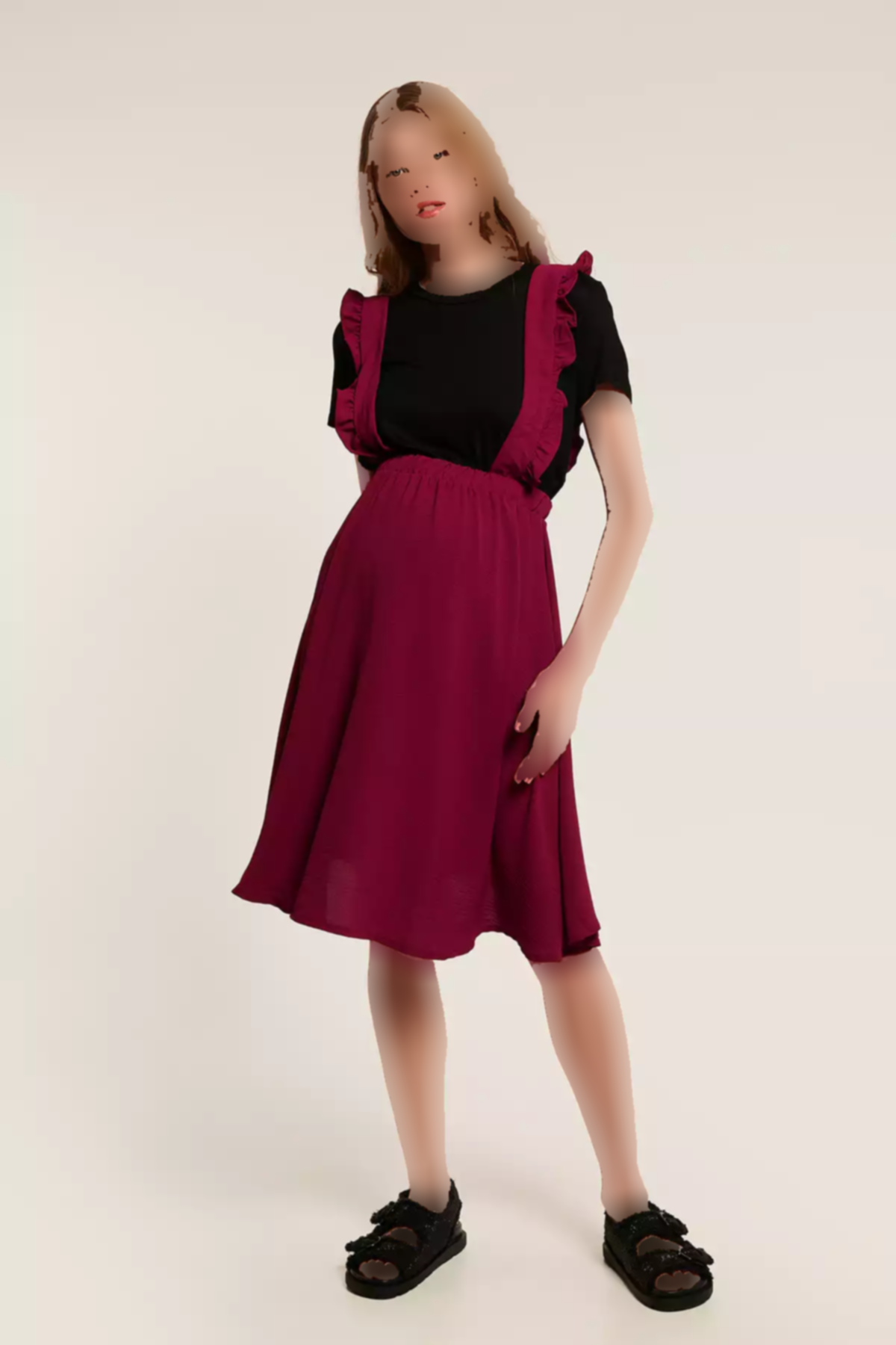 دامن سرهمی آویز راحت چیندار بارداری زرشکی برند Lyn Mama کد 1753846987