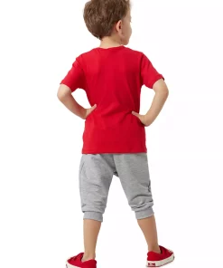 ست شلوارک تیشرت کشی پسرانه خنده برند Denokids کد 1753833071