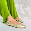 کفش عروسکی طلایی چرم هایکی برند inizio کد 1753713674