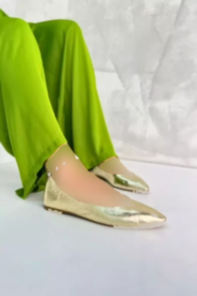 کفش عروسکی طلایی چرم هایکی برند inizio کد 1753713674