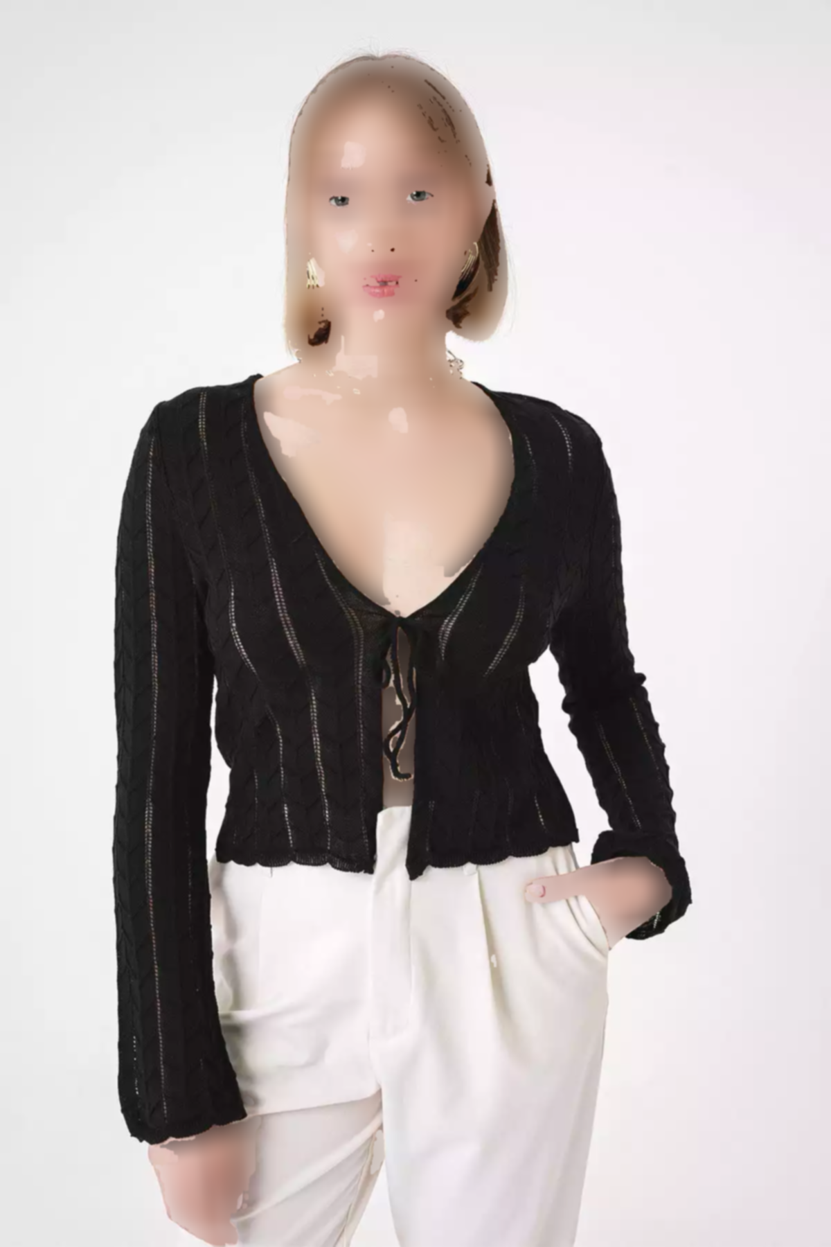 بافتنی طناب گرهدار طرحدار یقه هفت مشکی استاندارد زنانه برند CHUBA کد 1753696267