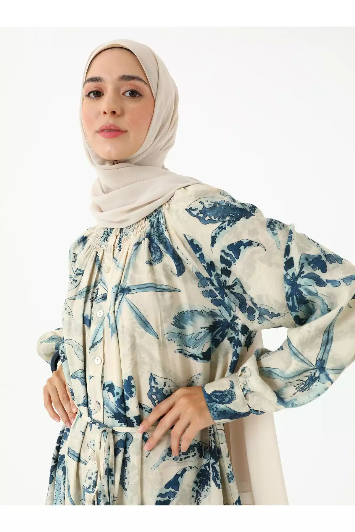پیراهن یقه طرحدار آبی رفکا برند Refka کد 1753720986