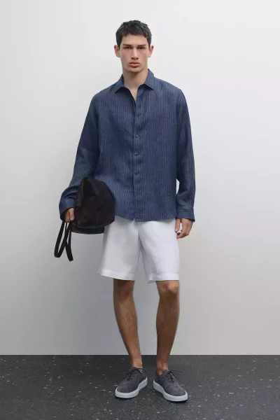 پیراهن متناسب کتان برند Massimo Dutti کد 1751488328