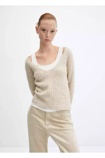 پلیور بافتنی لاستیک یقه هفت برند MANGO کد 1753003867