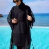 کیمونو ساحلی کامل توری پوشیده قد سبک خوش استیل، مشکی برند Marina کد 1753525925