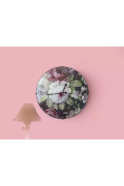 ساعت دیواری پلاستیکی شیشه ای گلدار صورتی رز 35cm برند English Home کد 1753904529