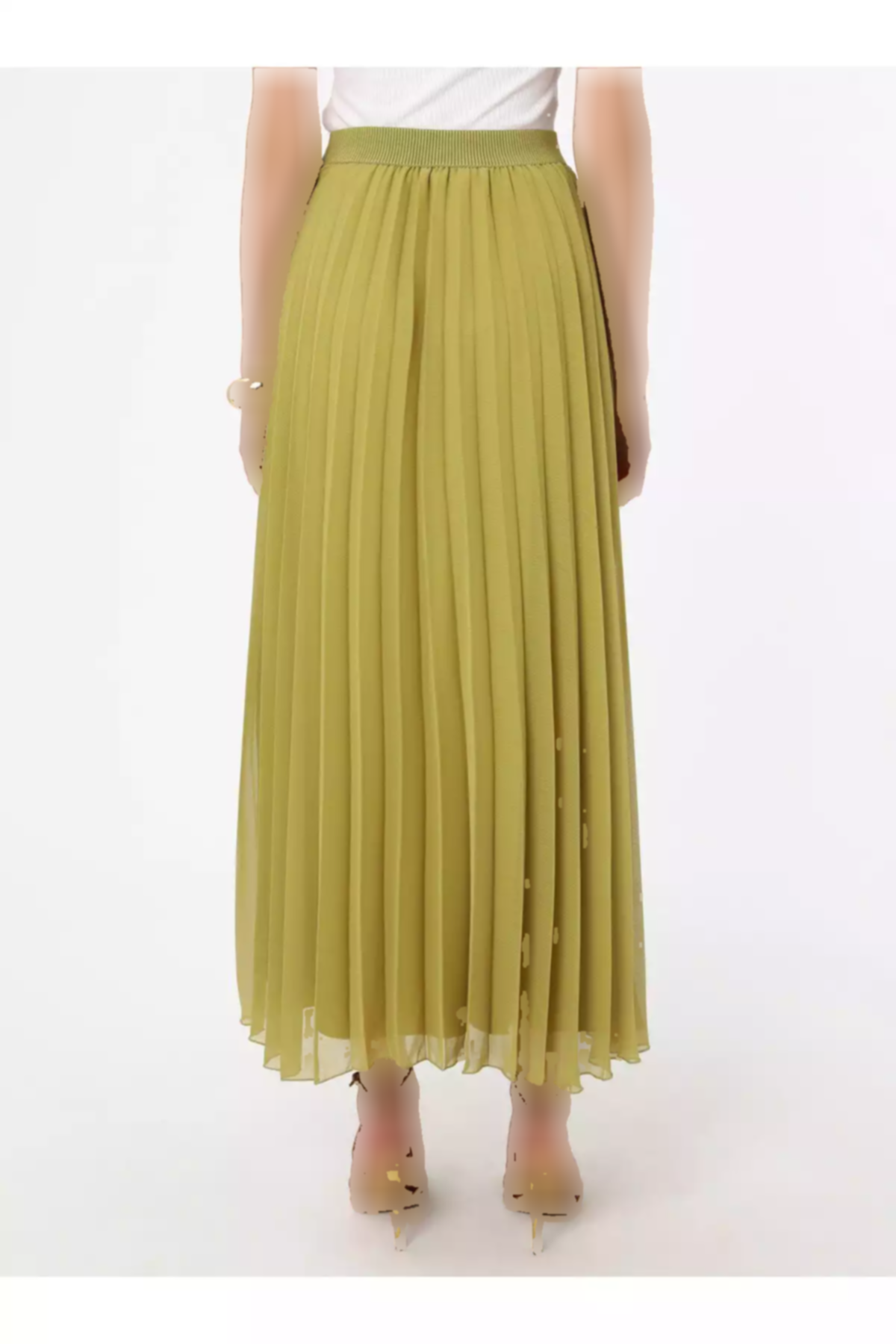 دامن شیفون پلیسه دار رفکا سبز زیتونی برند Refka کد 1753721470