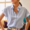 پیراهن کتان ساده خفاشی آبی زنانه برند Olalook کد 1753677665