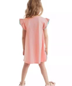 پیراهن پانیه چیندار تابستانی پری دریایی صورتی دخترانه برند Denokids کد 1753833072
