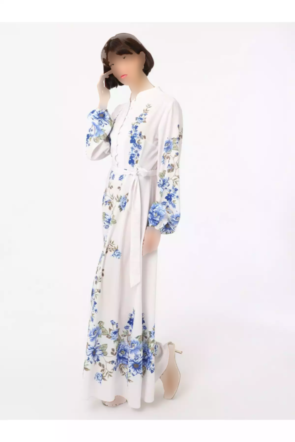 پیراهن یقه طرحدار بژ آبی برند Refka کد 1753726865