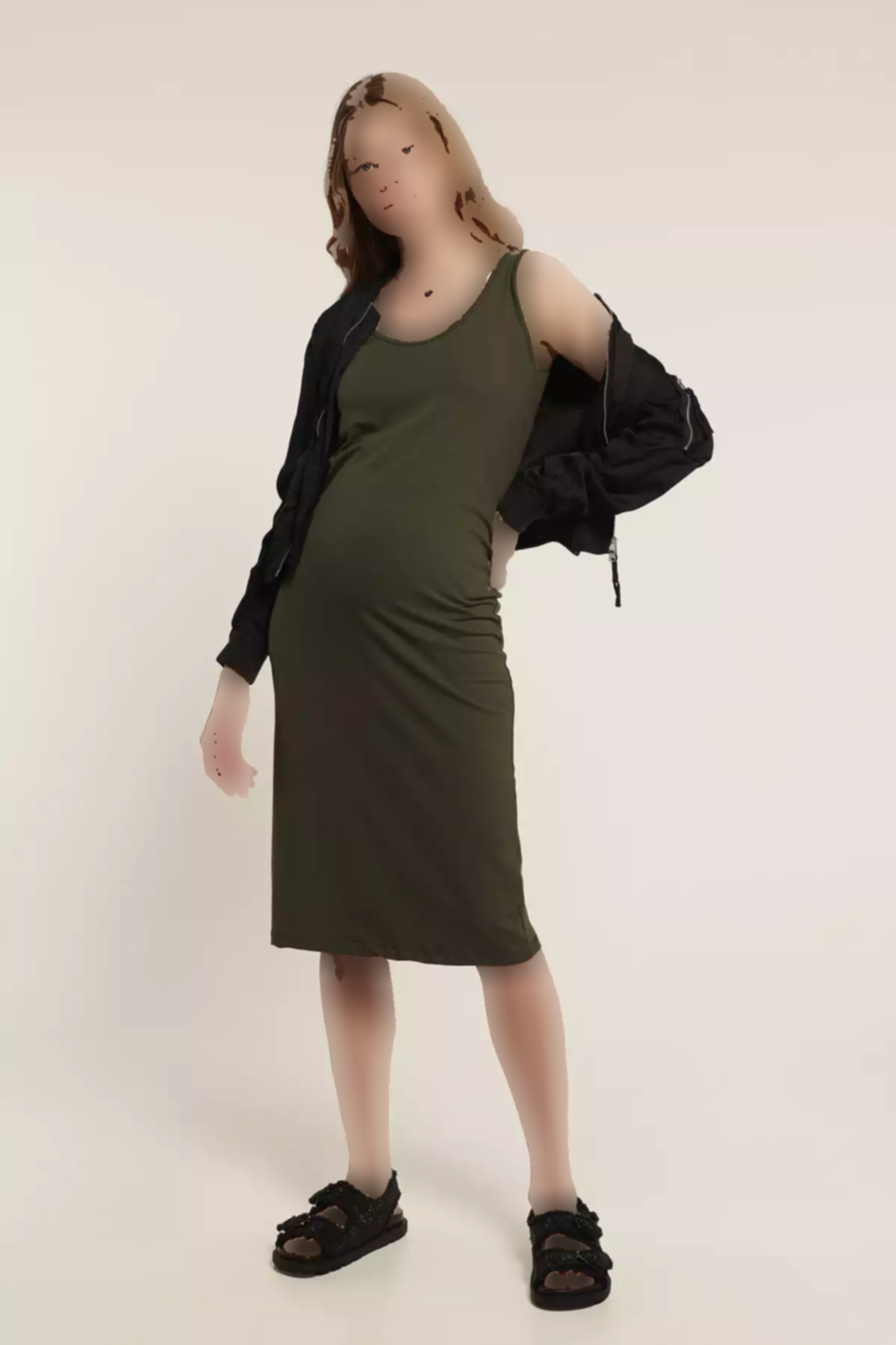 پیراهن مدادی آستین کوتاه یشمی بارداری علّی برند Lyn Mama کد 1753854131