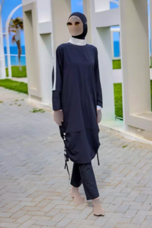 مایو اسلامی پوشیده کامل مخفی زیپدار مشکی برند Marina کد 1753525929