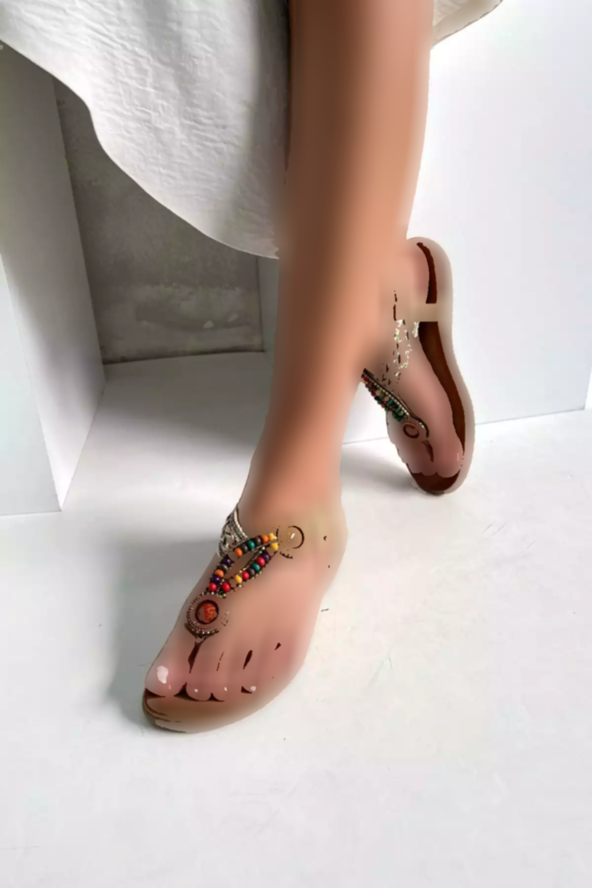 صندل انگشتی نگین دار بژ زنانه برند inizio کد 1753719066