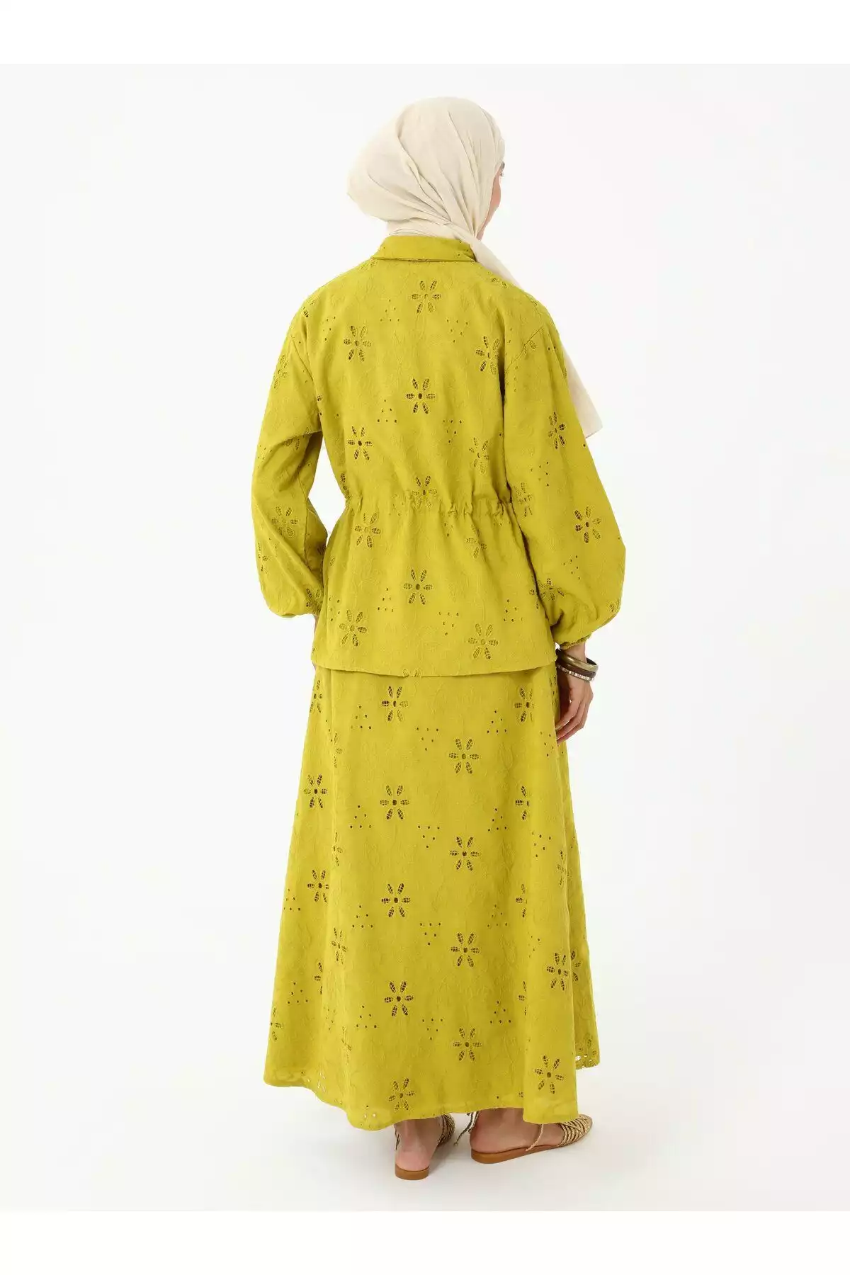 ست دوتایی تونیک دامن گلدوزی شده رفکا سبز زیتونی برند Refka کد 1753720989